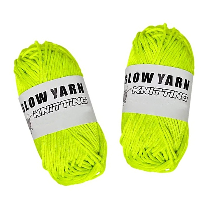 Set 2 role fir de tricotat fosforescent, poliester, 50 m, verde