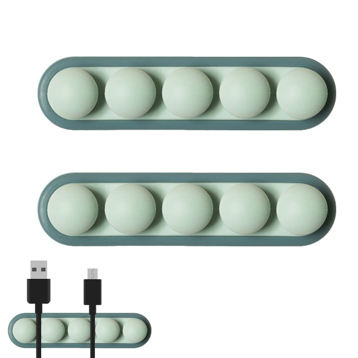 Комплект от 2 органайзера за кабели, QttvbTna, силикон, 7.6x2x1.5cm