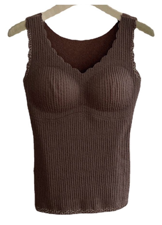 Thermo ujjatlan felso noknek, csipke, barna, Barna