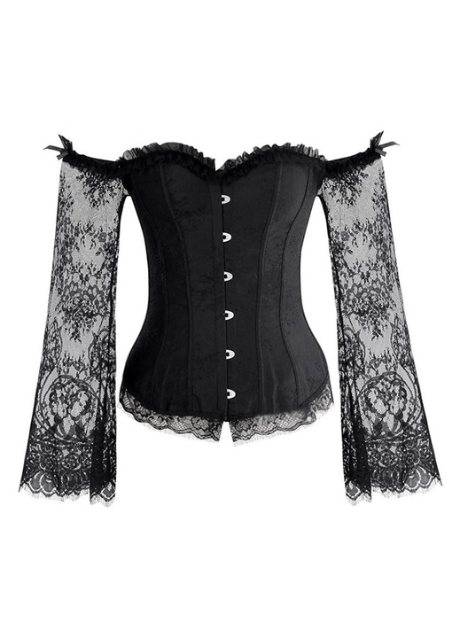QttvbTna Готически корсет с презрамки, черен, полиестер, Черен
