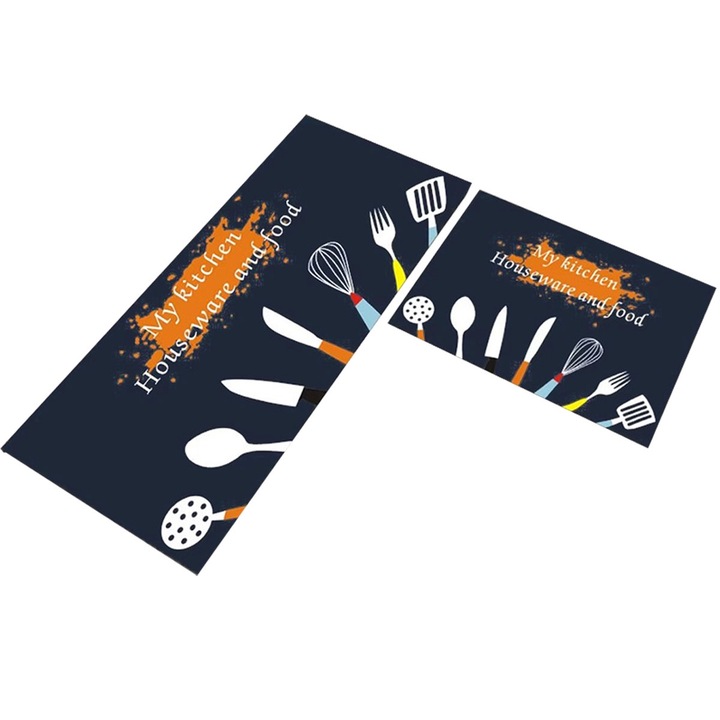 Комплект от 2 кухненски килима, нехлъзгащи се, полиестерни, 40x60cm + 40x120cm, фермерски стил