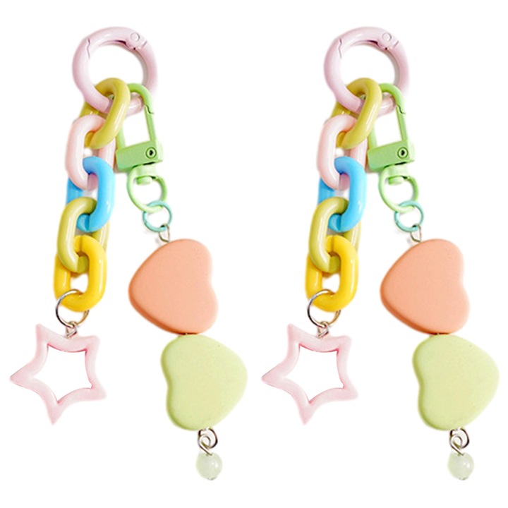 Brelocuri set 2Pcs, Zeaicos, charm colorat, 11x12cm, roz, galben, albastru, mov