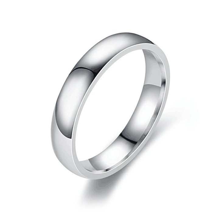 Inel de logodna/nunta, Titan, 4mm, argintiu, 10