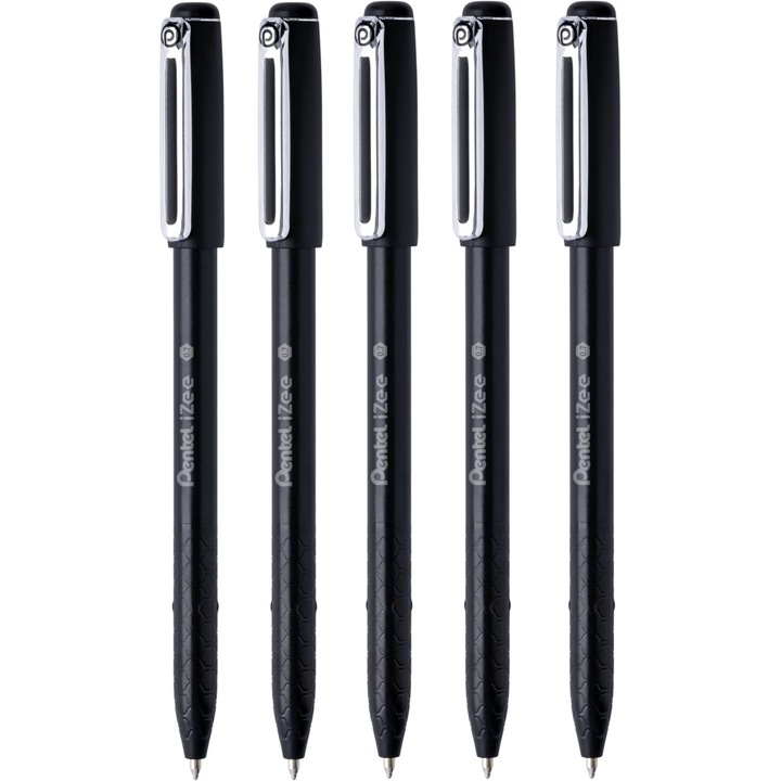 Set 5 pixuri Pentel, Metalic, 0.7 mm, Negru