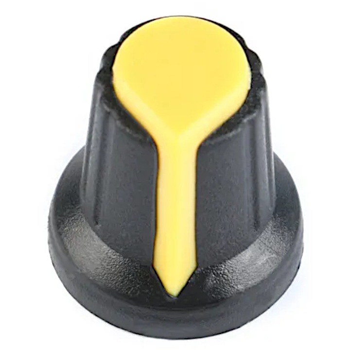 Buton SE pentru potentiometru, plastic, galben/negru, 6mm