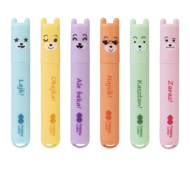 Комплект маркери HAPPY COLOR, 6 цвята, дебелина на линията 3 мм