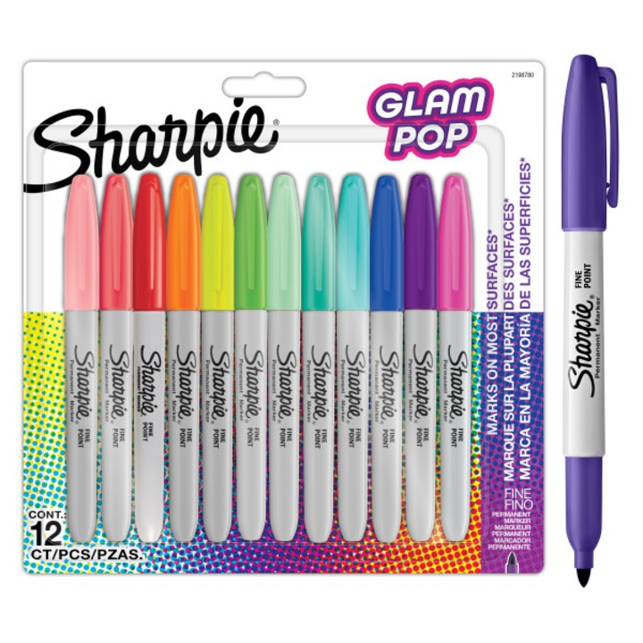 Комплект от 12 перманентни маркера Sharpie F Pop, Различни цветове