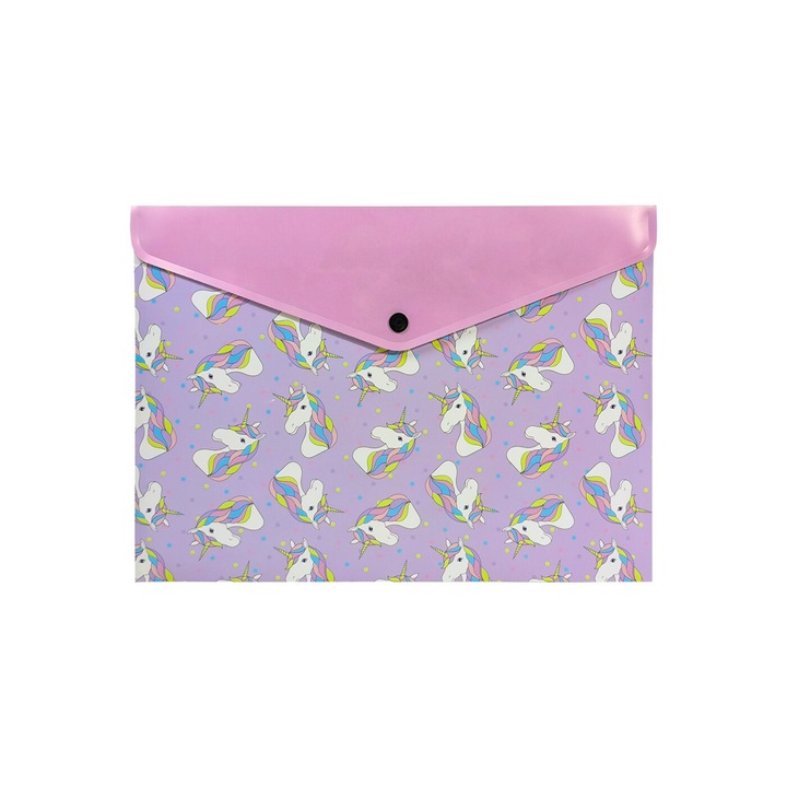 Mapa plic Biurfol UNICORN, A4, Polipropilena, Mov/Roz