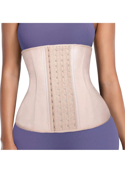 Corset modelator, Latex/Bumbac, Bej, Bej, M