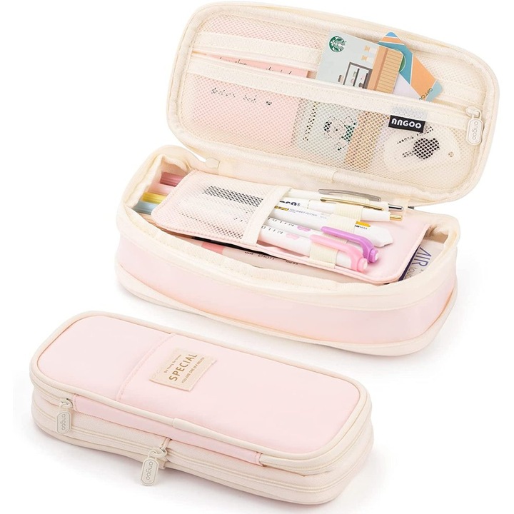 Többfunkciós tolltartó, nagy kapacitású, vászon anyagú, 21x7,5x10cm, többszínű