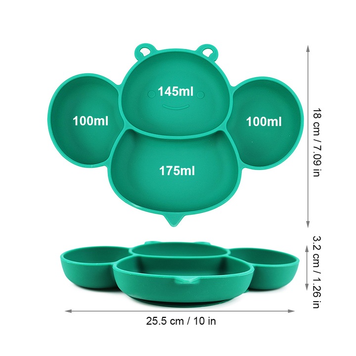 Enforose önellátó edzőtányér, csúszásmentes szilikon, 26x18 cm, könnyen tisztítható, szett.