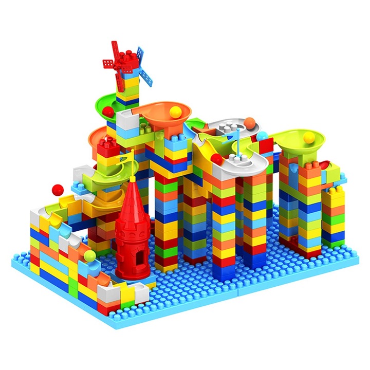 Set de blocuri de constructie pentru copii, educational, multicolor, 37x23x9cm