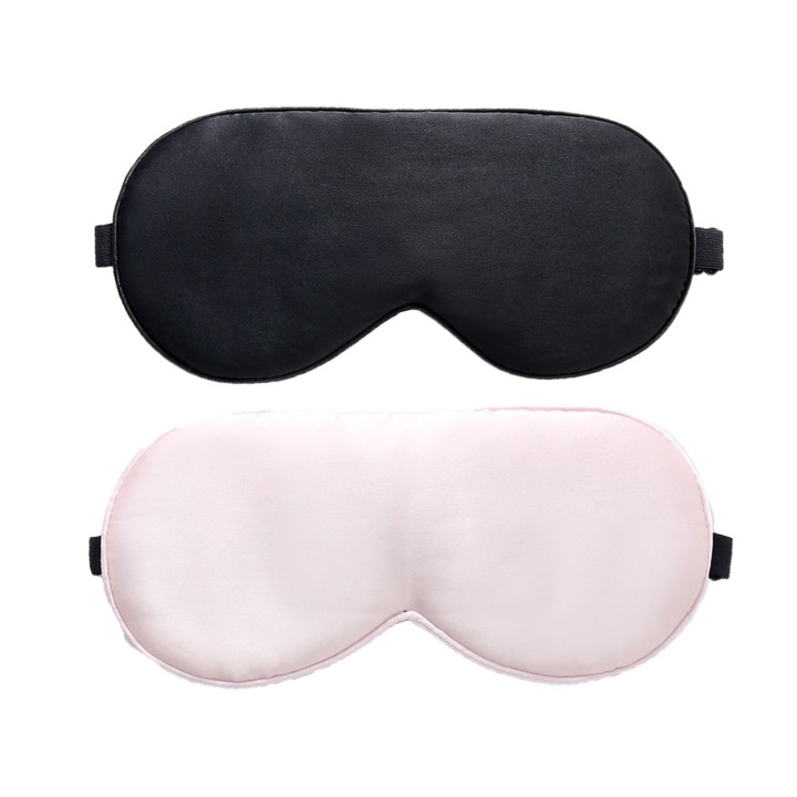 Set 2 Masti de dormit din bumbac, negru/roz, 21.5x10.5cm