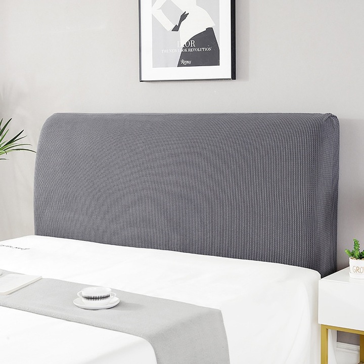 Husa tablie pat, elastica, gri, poliester/spandex