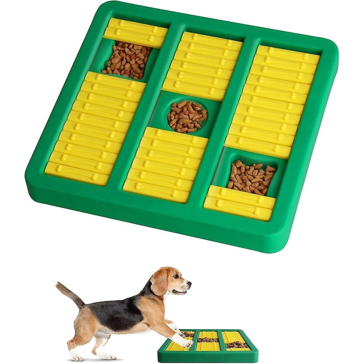 Интерактивна играчка за куче, пъзел за обучение, 9 отделения, зелен