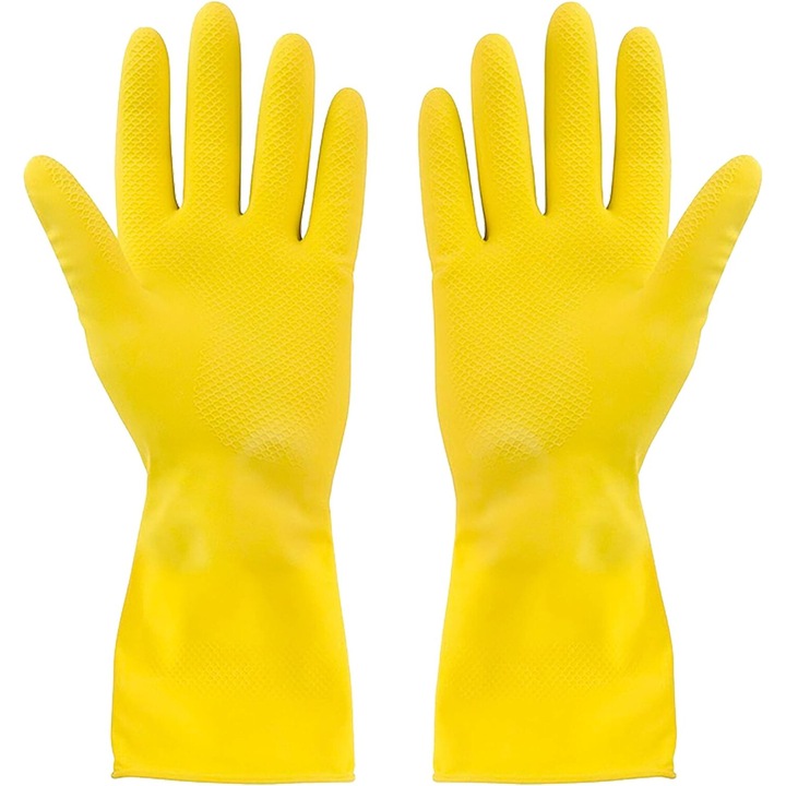 3 db természetes latex konyhai kesztyű, sárga