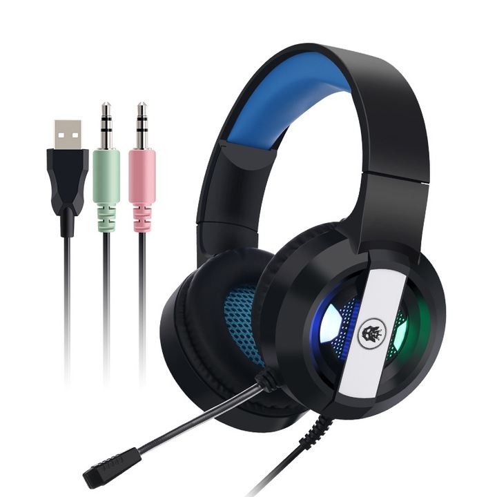 Casti gaming cu sunet surround 7.1, design ergonomic, LED, microfon cu anulare a zgomotului
