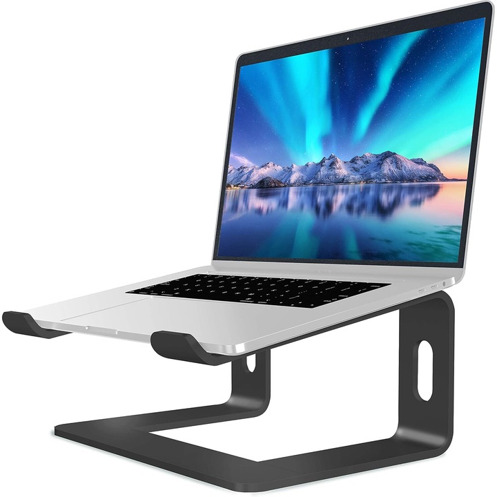 Suport notebook, Elevator ergonomic din aluminiu, compatibil cu laptopuri 10-15.6 inch, design portabil