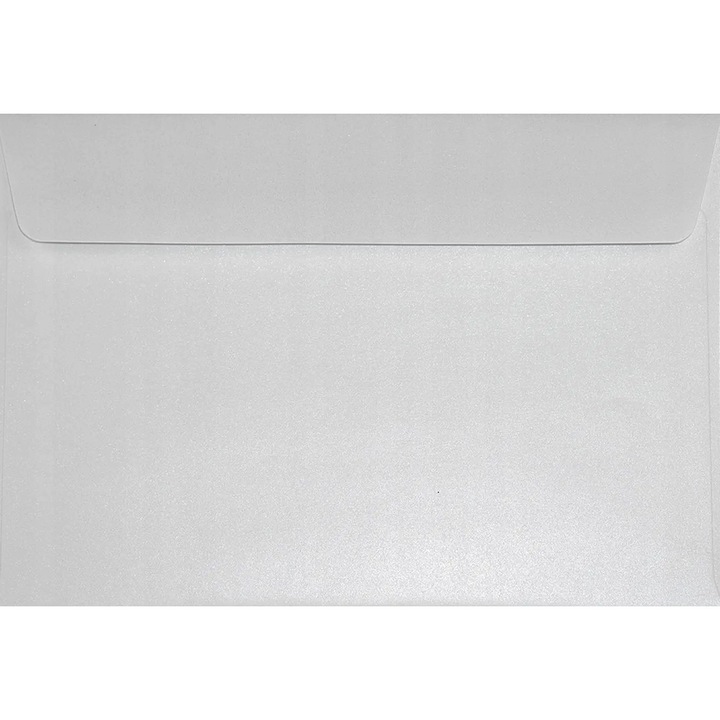 Set de plicuri decorative metalizate, Netuno, Sirio Pearl, C5, 162x229mm, Banda detasabila, 125g/m2, Hartie, alb, 100 buc