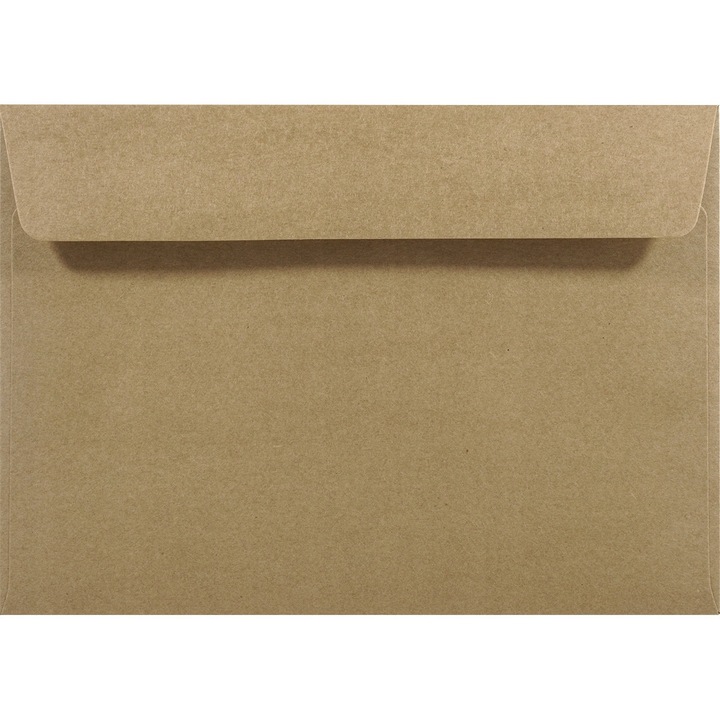 Комплект декоративни пликове, Netuno, EKO Kraft, C5, 162x229mm, Подвижна лента, екологични, 100g/m2, Хартия, кафяви, 100 бр