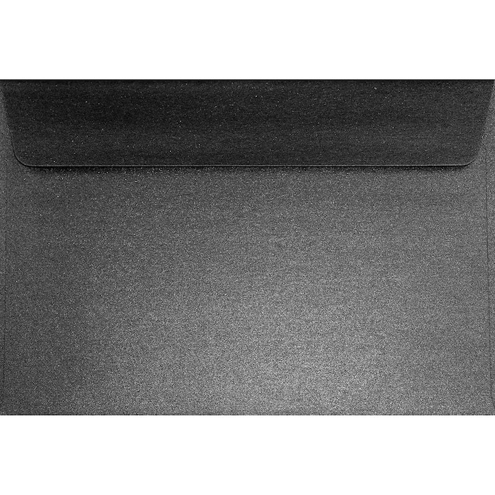 Set de plicuri decorative metalizate, Netuno, Sirio Pearl, C5, 162x229mm, Banda detasabila, 125g/m2, Hartie, negru, 500 buc