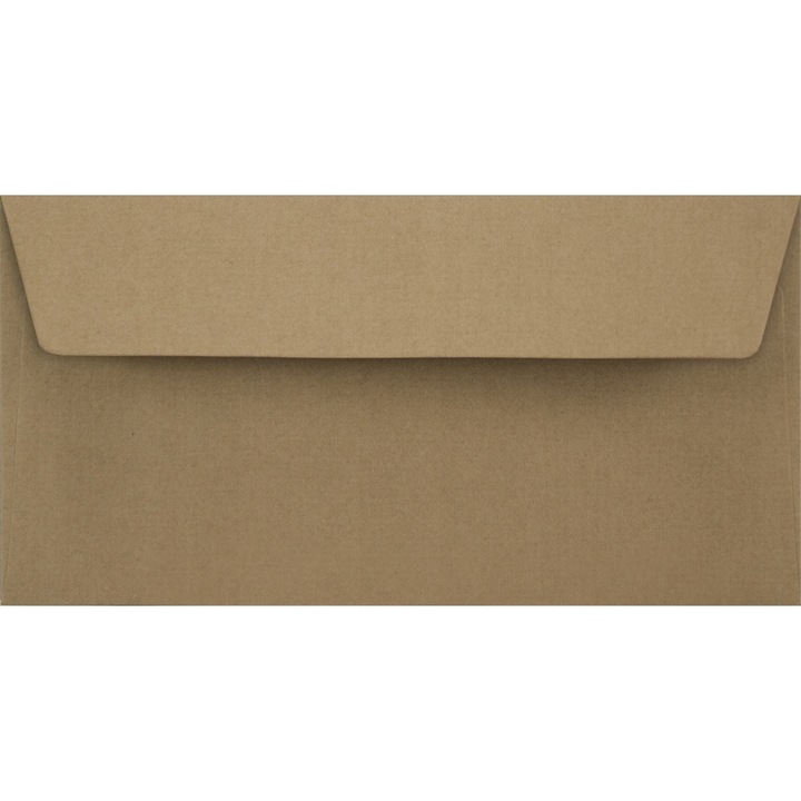 Set de plicuri decorative, Netuno, EKO Kraft, DL, 110x220mm, Banda detasabila, ecologica, 100g/m2, Hartie, maro, 500 buc