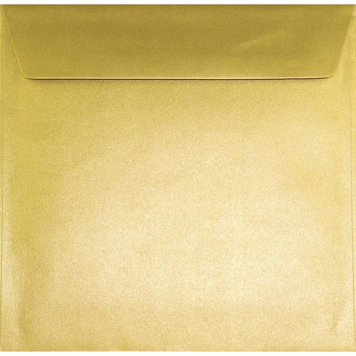 Négyzet alakú fém díszboríték készlet, Netuno, Sirio Pearl, K4, 156x156mm, Nedves ragasztás, 110g/m2, Papír, arany, 100 db