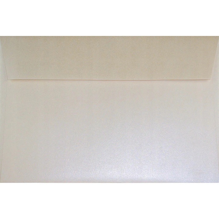 Set de plicuri decorative metalizate, Netuno, Sirio Pearl, C6, 114x162mm, Banda detasabila, 110g/m2, Hartie, ecru, 100 buc