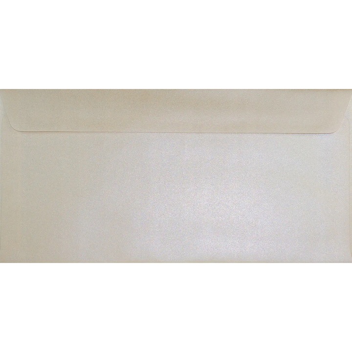Комплект декоративни пликове металик, Netuno, Sirio Pearl, DL, 110x220mm, Сменяемо тиксо, 110g/m2, Хартия, екрю, 100 бр.
