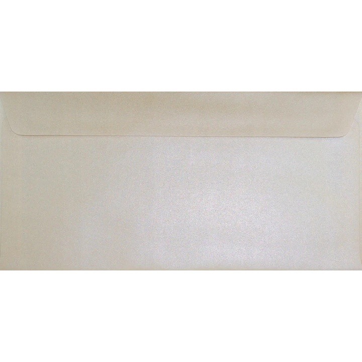 Set de plicuri decorative metalizate, Netuno, Sirio Pearl, DL, 110x220mm, Banda detasabila, 110g/m2, Hartie, ecru, 500 buc