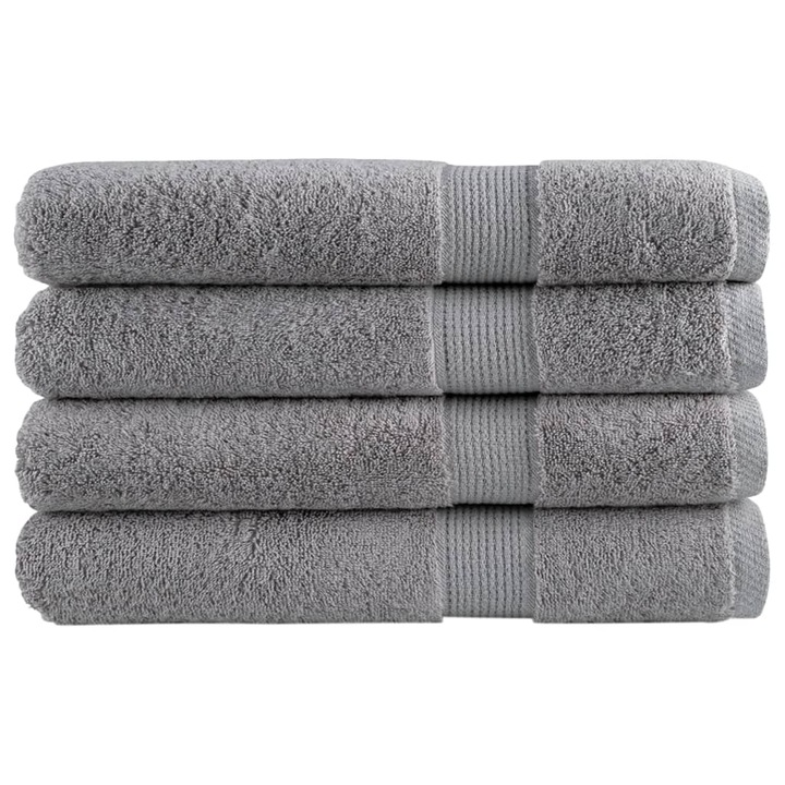 Комплект премиум кърпи за сауна SOLUND vidaXL, 4 бр, сиви, 80x200 см, 600 gsm, 3.42 kg