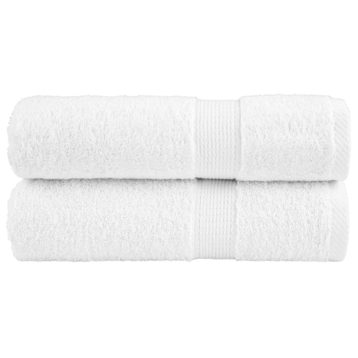 Комплект премиум хавлиени кърпи SOLUND vidaXL, 2 бр, бели, 100x150 см, 600 gsm, 1.65 kg