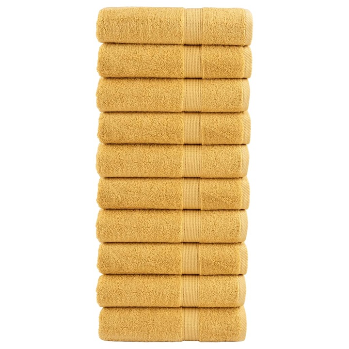 Комплект премиум кърпи за ръце SOLUND vidaXL, 10 бр, злато, 50x100 см, 600 gsm, 2.75 kg