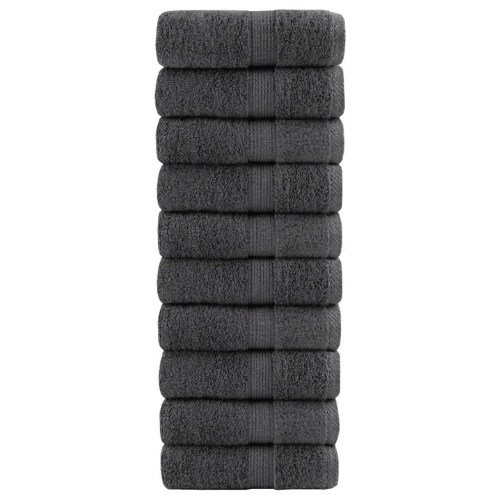 Комплект премиум кърпи за гости SOLUND vidaXL, 10 бр, антрацит, 30x50 см, 600 gsm, 0.82 kg