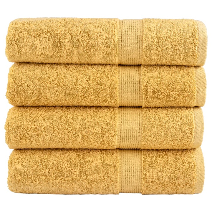 Комплект премиум кърпи за баня SOLUND vidaXL, 4 бр, златист, 70x140 см, 600 gsm, 1.96 kg