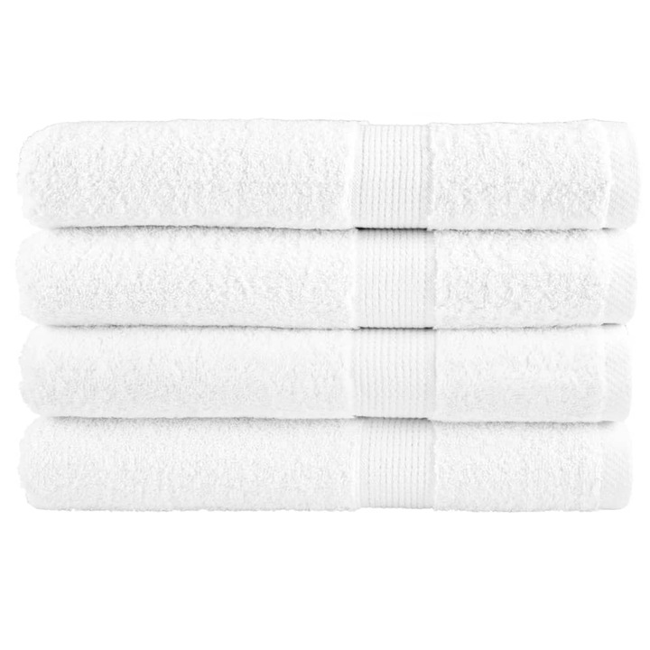 Комплект премиум кърпи SOLUND vidaXL, 4 бр, бели, 100x200 см, 600 gsm, 4.34 kg