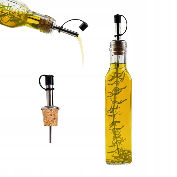 Sticla Cu Dozator, SuperButelki, Sticla, Dozator Din Otel Inoxidabil Si Pluta Naturala, Productie De Inalta Calitate, Usor De Curatat, Durabil, Greutate 260 g, 21.5 x 4.5 cm, Transparent