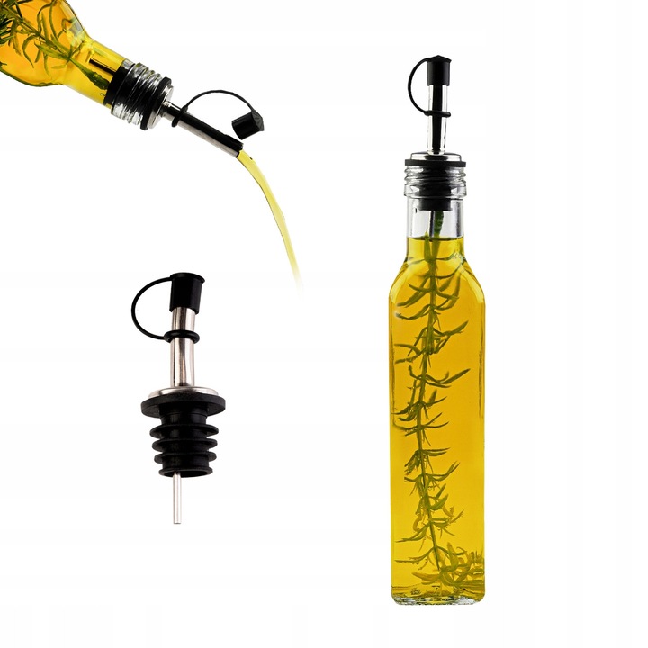 Sticla Cu Dozator, SuperButelki, 250 ml, Pentru Uleiul Aromatizat,, Dozator Din Otel Inoxidabil, Productie De Inalta Calitate, Usor De Curatat, Durabil, Dop Din Cauciuc, 21.5 x 4.5 cm, Transparent