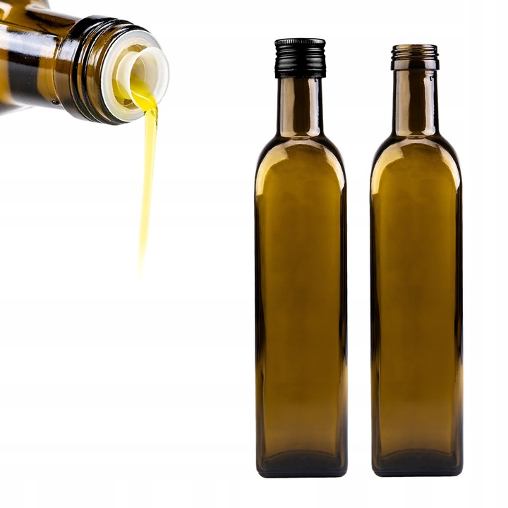 Комплект стъкло с дозатор, Superbutelki, стъкло, 500 мл, висококачествено производство, лесно за почистване, издръжливо, маслинено стъкло с UV филтър, капачка с дозатор, 21.5 x 4.5 см, многоцветен