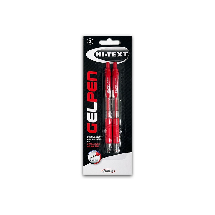 Химикалка Hi-Text 1080 Gelpen, червено мастило, 2 бр./блистер