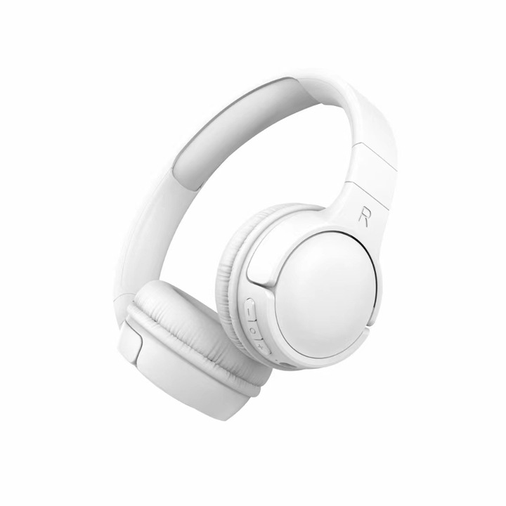 Аудио слушалки за уши 510BT, XINLONGDIANZI, Bluetooth, Гласов асистент, TF карта, Чист бас, Бял