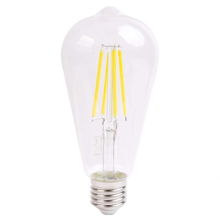 LED лампа Lightex FILAMENT, 4W, 220V, E27, ST64, CL, Топла светлина, 210lm/w, 840lm