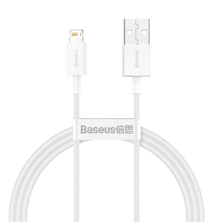 Cablu de date BASEUS USB la Lightning, 2.4A, 2м, Superior, alb