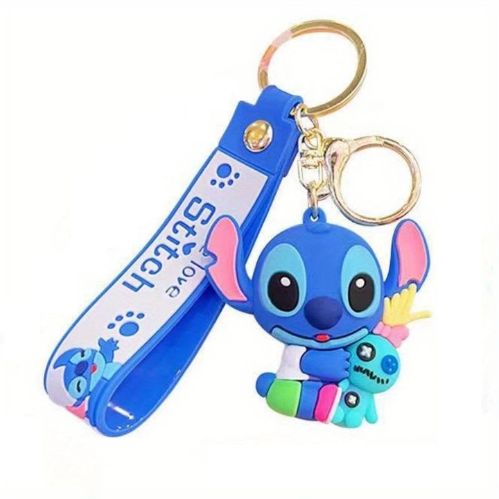 Figurina cu breloc Edea Stitch cu Jucarie, 6,50 x 5,50 cm, Albastru