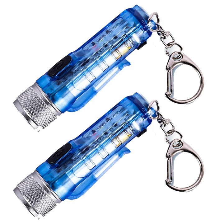 Комплект от 2 мини фенерчета, водоустойчиви, IP65, 6 x 1,5 cm, сини