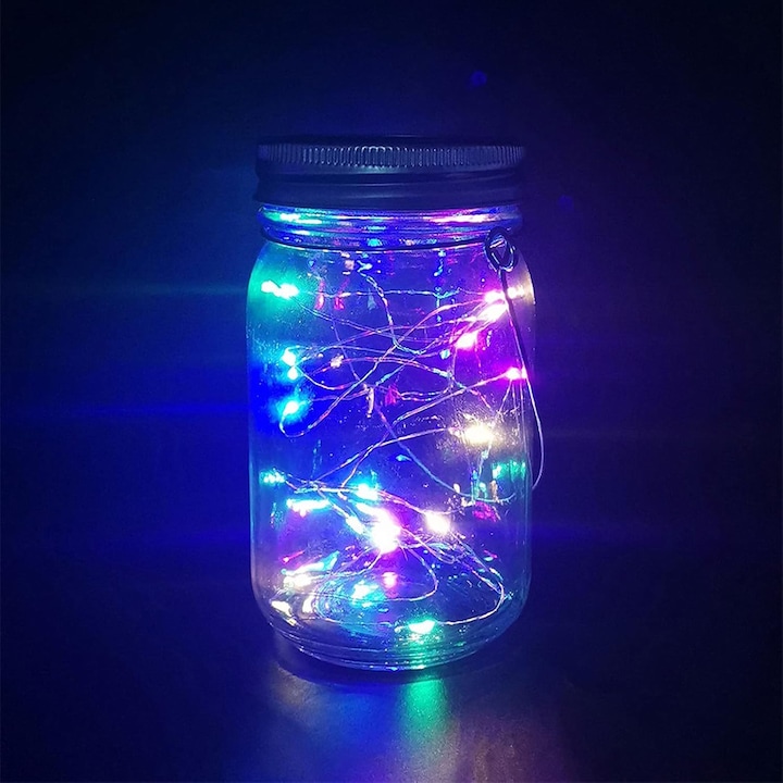 Соларни LED лампи, комплект за декорация на буркани, многоцветни, водоустойчиви IP65, за вътрешна и външна употреба