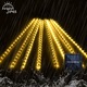 Lumini solare tip ploaie de meteori KkvoGmle, 30cm, 8 tuburi, 144 LED-uri, rezistente la intemperii