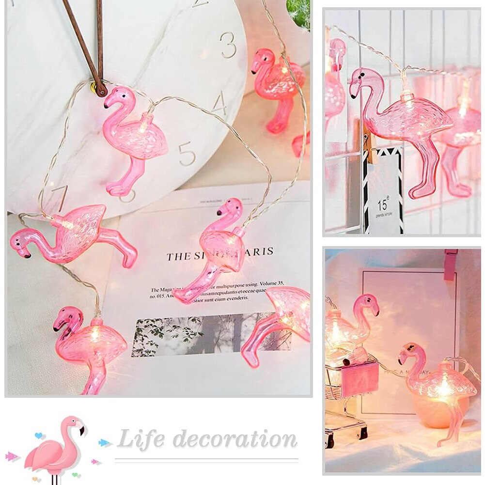 Ghirlanda luminoasa Cozevdnt, flamingo roz, 20 LED-uri, 2