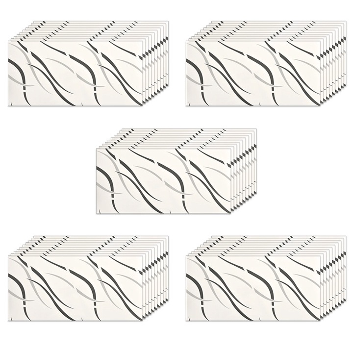 Set 50x Panouri decorative Selling Depot ®, autoadezive, imitatie marmura, grosime 2mm, dimensiuni 30x60cm, suprafata acoperita 9mp, Linii Negru-Gri