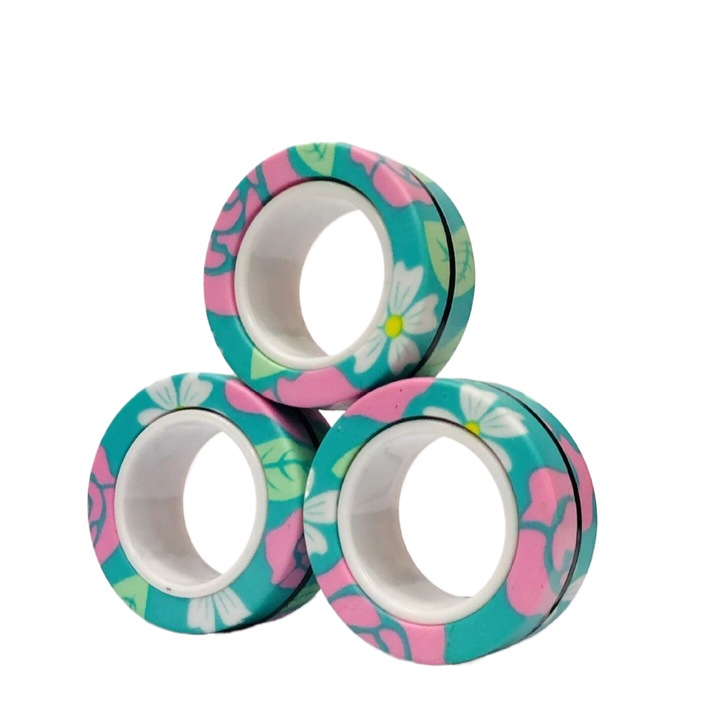 3 db mágneses Fidget gyűrű készlet, műanyag, 3x3x1,4 cm, +14 év
